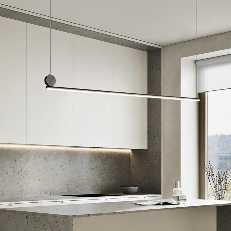 Contemporary Linear Shape Hanging Light Fixture Metal 1 Light Island Pendant Light