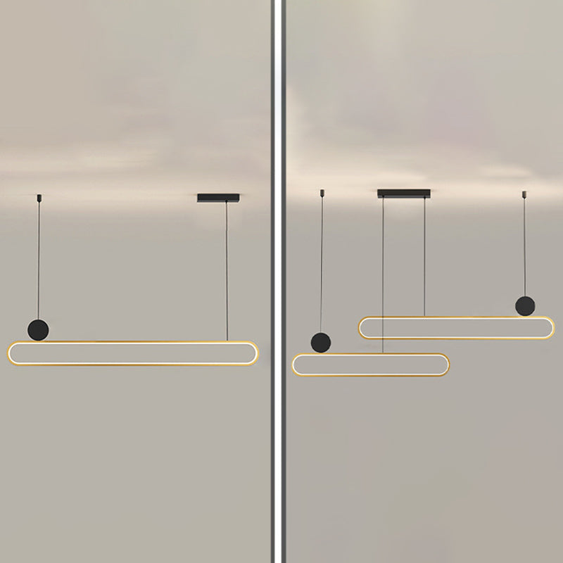 Contemporary Style Linear Shape Island Lights Metal Island Pendant Lights in Gold
