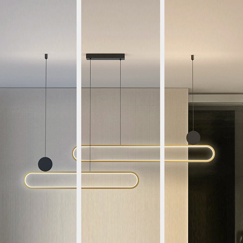 Contemporary Style Linear Shape Island Lights Metal Island Pendant Lights in Gold