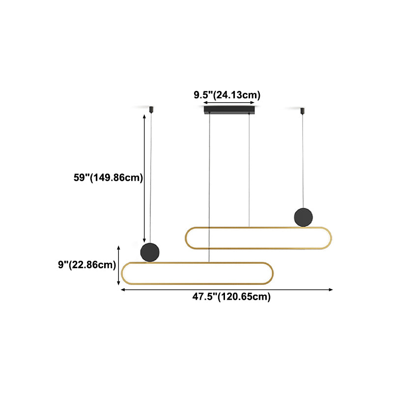 Contemporary Style Linear Shape Island Lights Metal Island Pendant Lights in Gold