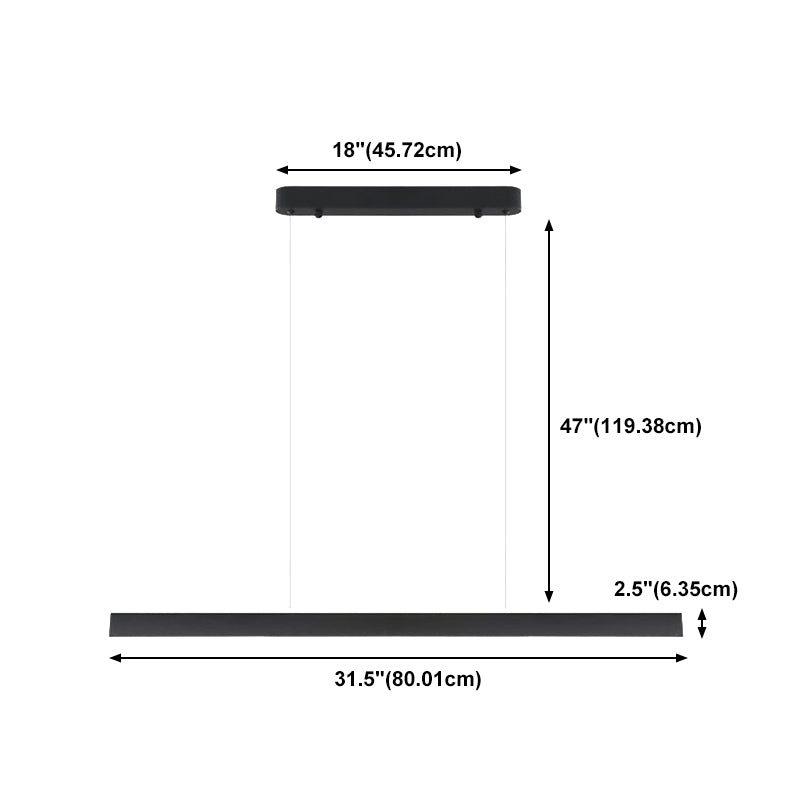 Simple LED Island Light Modern Style Linear Hanging Light for Dining Room