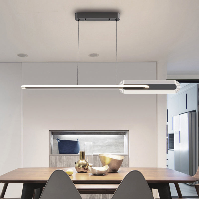 Linear LED Island Light Modern Style Metal Hanging Light for Dining Room