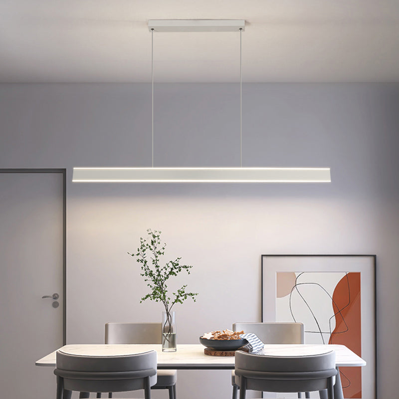 Simple LED Island Light Modern Style White Hanging Light for Dining Room