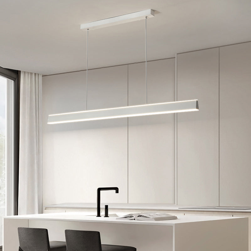 Simple LED Island Light Modern Style White Hanging Light for Dining Room