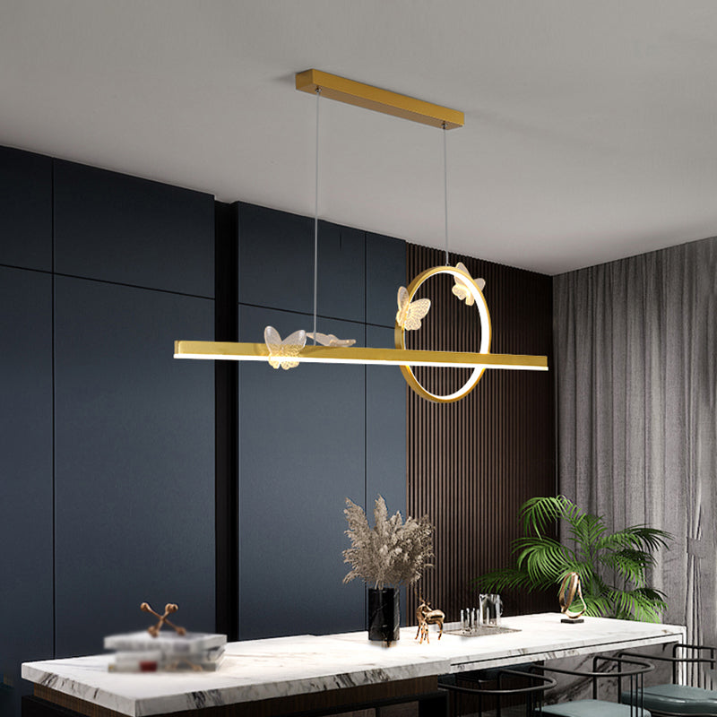 Modern Metal Island Lamp Geometry 2-Head Restaurant LED Pendant Light with Acrylic Shade
