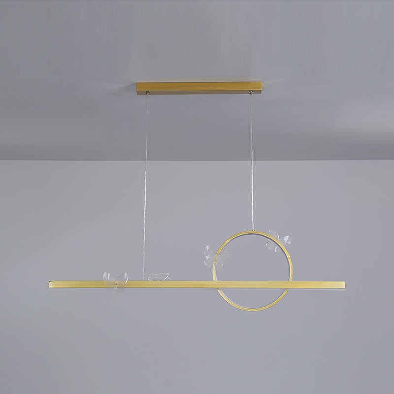 Modern Metal Island Lamp Geometry 2-Head Restaurant LED Pendant Light with Acrylic Shade