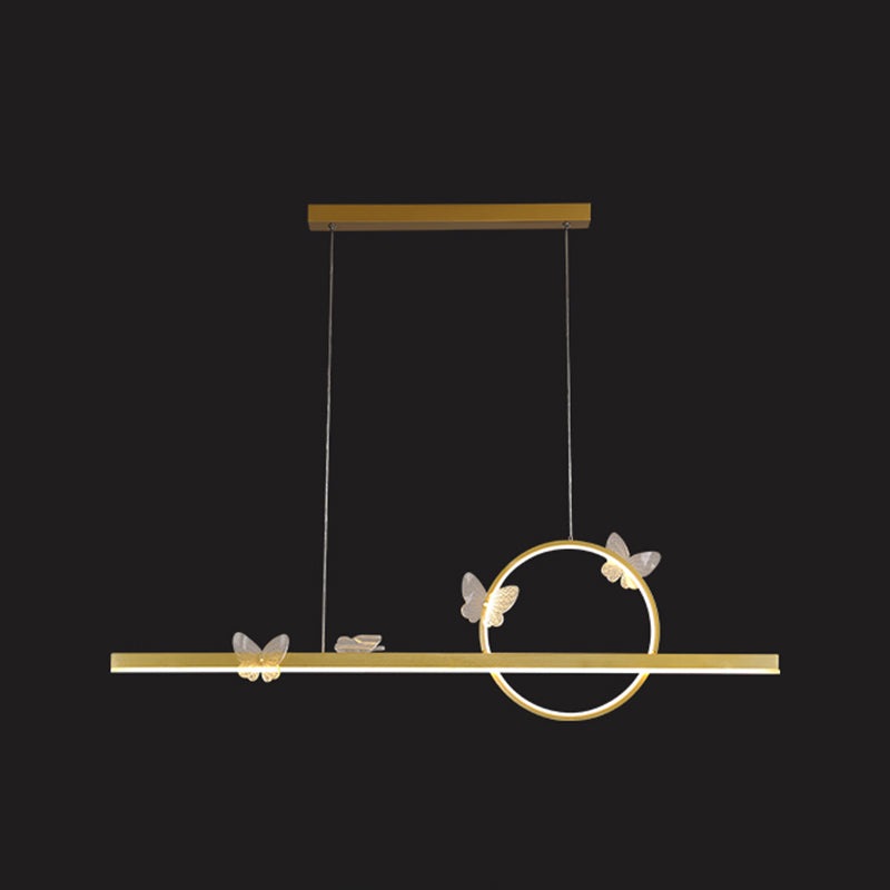 Modern Metal Island Lamp Geometry 2-Head Restaurant LED Pendant Light with Acrylic Shade