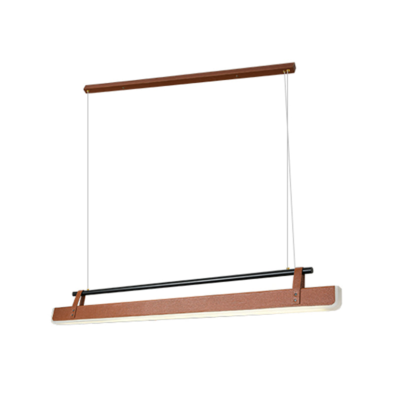 Modern Leather Island Lamp Rectangle 1-Light Restaurant Pendant Light with Acrylic Shade