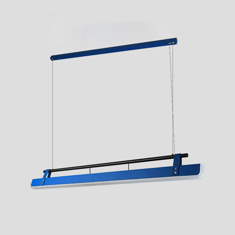 Modern Leather Island Lamp Rectangle 1-Light Restaurant Pendant Light with Acrylic Shade