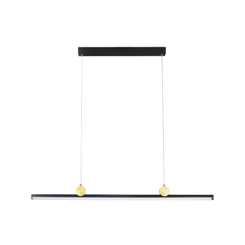 Black Aluminum Island Lamp Modern Linear Restaurant Pendant Light with Acrylic Shade
