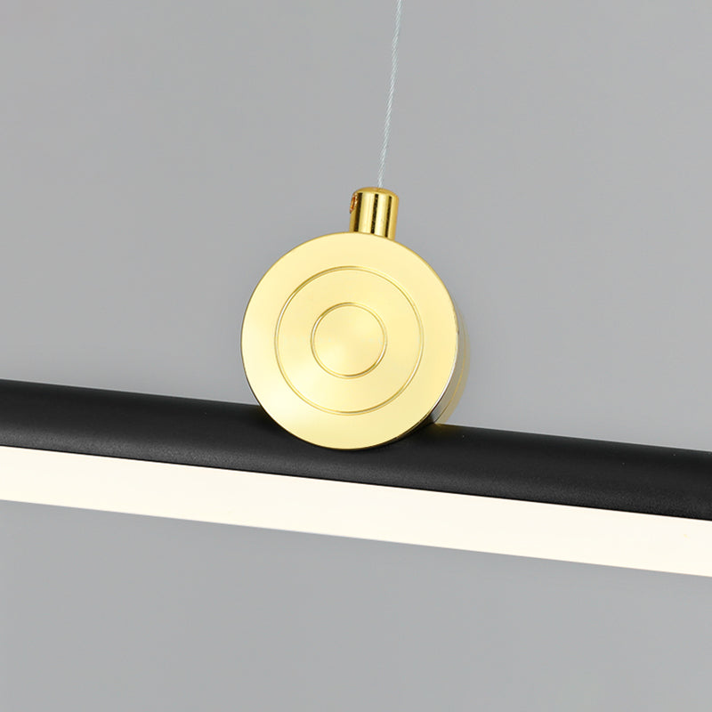 Black Aluminum Island Lamp Modern Linear Restaurant Pendant Light with Acrylic Shade