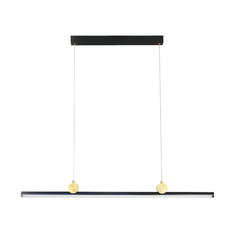 Black Aluminum Island Lamp Modern Linear Restaurant Pendant Light with Acrylic Shade