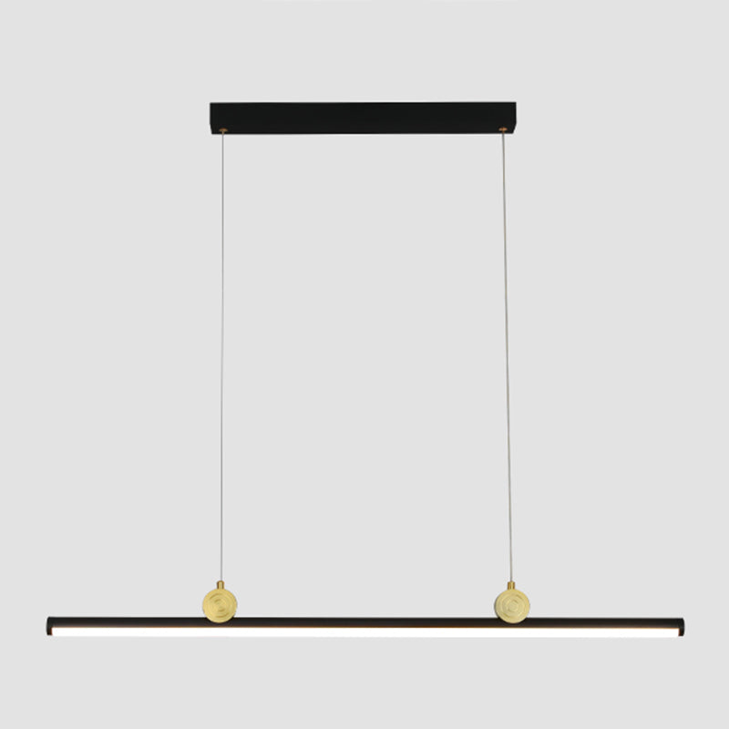 Black Aluminum Island Lamp Modern Linear Restaurant Pendant Light with Acrylic Shade