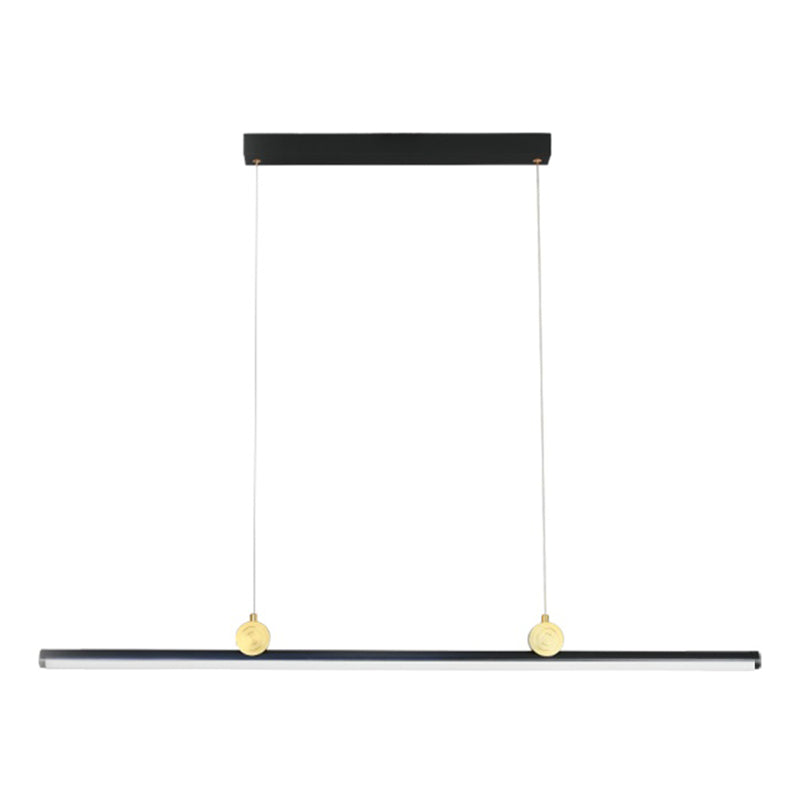 Black Aluminum Island Lamp Modern Linear Restaurant Pendant Light with Acrylic Shade