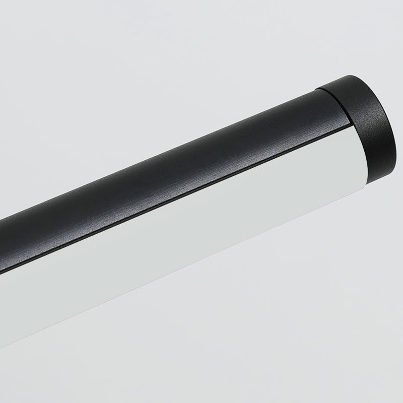 Black Aluminum Island Lamp Modern Linear Restaurant Pendant Light with Acrylic Shade