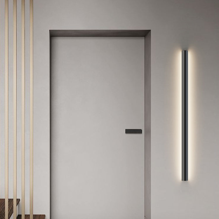 Linear Shape Metal Wall Lighting Idea Modern Style 1 Light Wall Mount Lighting in Black