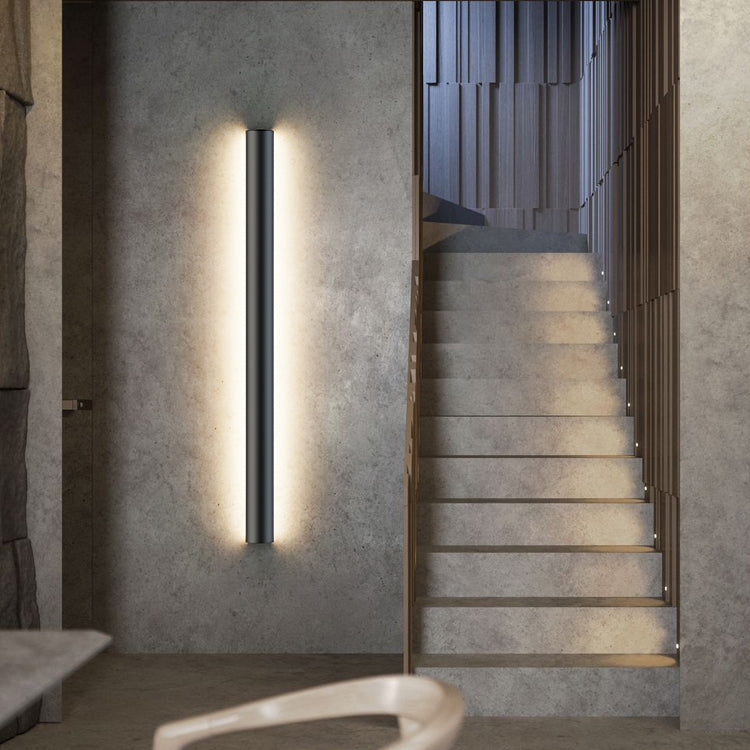 Linear Shape Metal Wall Lighting Idea Modern Style 1 Light Wall Mount Lighting in Black