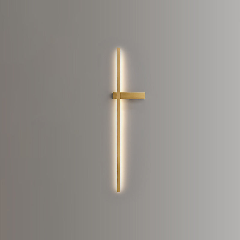 Brass Straight Wall Light Nordic Style 1 Light LED Wall Sconce for Living Room