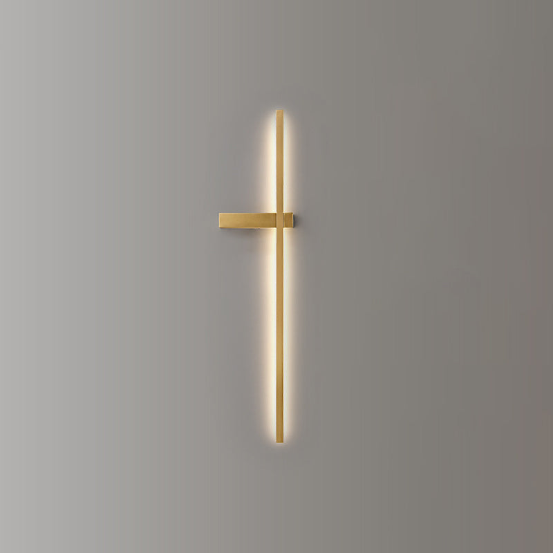 Brass Straight Wall Light Nordic Style 1 Light LED Wall Sconce for Living Room