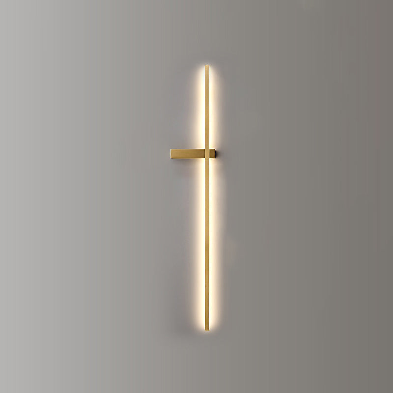 Brass Straight Wall Light Nordic Style 1 Light LED Wall Sconce for Living Room