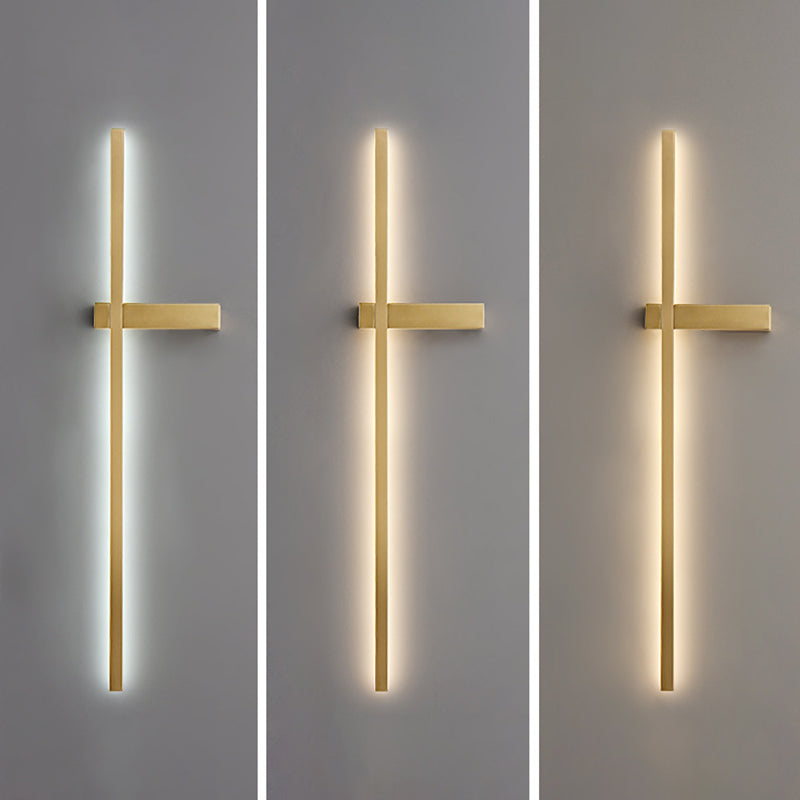 Brass Straight Wall Light Nordic Style 1 Light LED Wall Sconce for Living Room