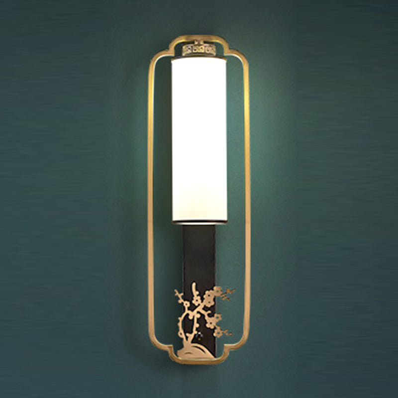 New Chinese Style Copper Wall Light Glass Shade Bulb Wall Lamp for Living Room