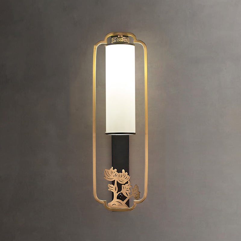 New Chinese Style Copper Wall Light Glass Shade Bulb Wall Lamp for Living Room