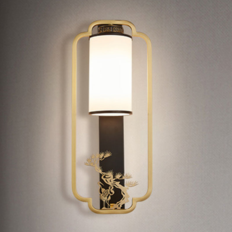 New Chinese Style Copper Wall Light Glass Shade Bulb Wall Lamp for Living Room