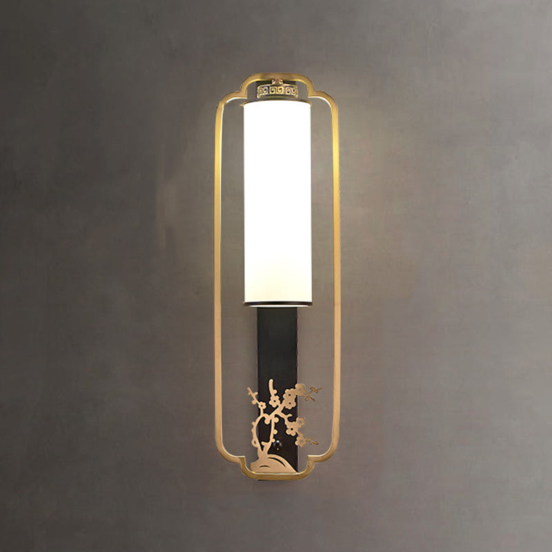 New Chinese Style Copper Wall Light Glass Shade Bulb Wall Lamp for Living Room
