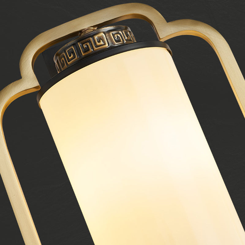 New Chinese Style Copper Wall Light Glass Shade Bulb Wall Lamp for Living Room