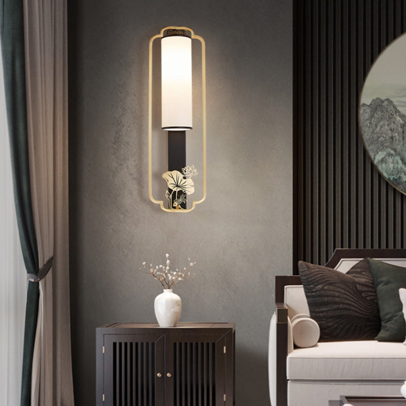 New Chinese Style Copper Wall Light Glass Shade Bulb Wall Lamp for Living Room