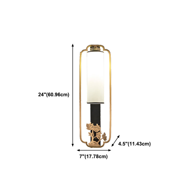 New Chinese Style Copper Wall Light Glass Shade Bulb Wall Lamp for Living Room