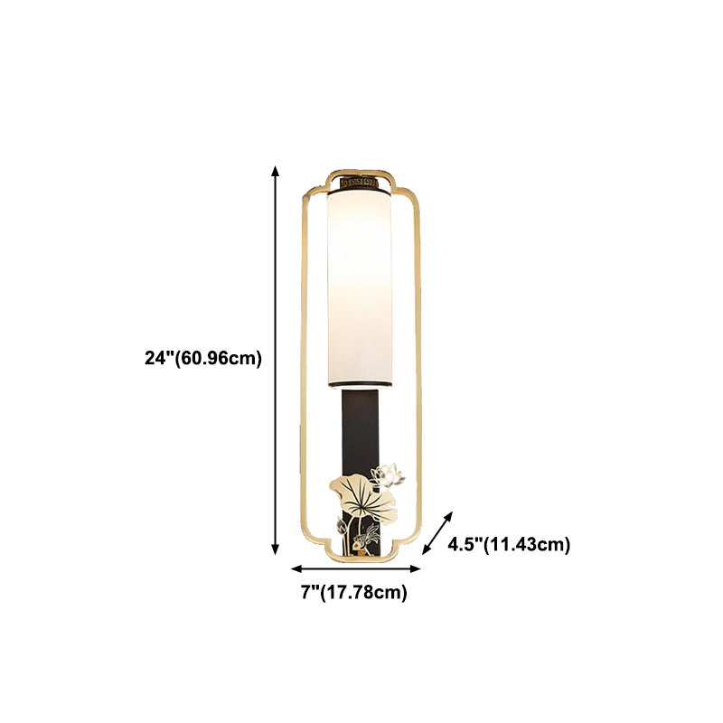 New Chinese Style Copper Wall Light Glass Shade Bulb Wall Lamp for Living Room