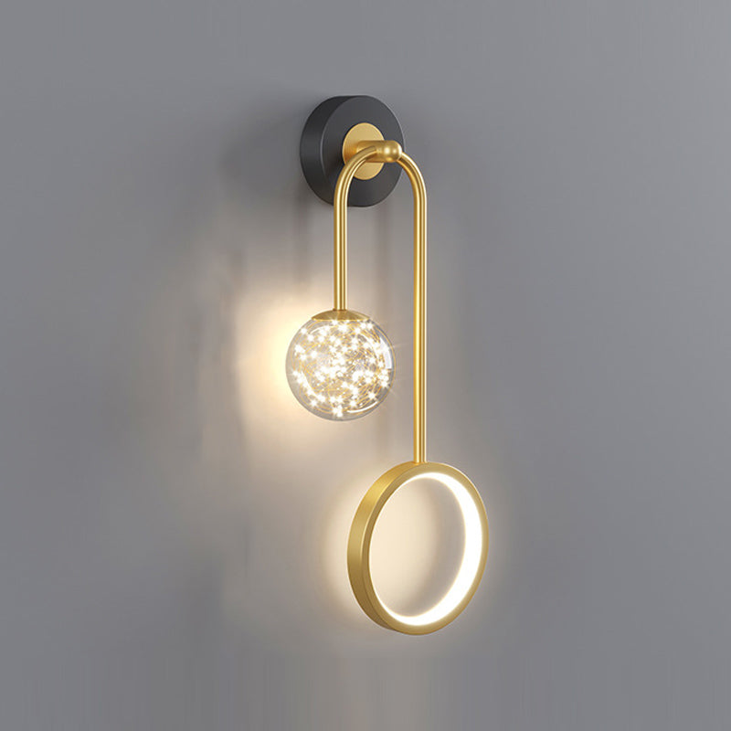 Metal Arc Shape Wall Light Nordic 2 Lights LED Wall Sconce for Living Room