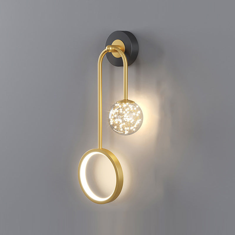 Metal Arc Shape Wall Light Nordic 2 Lights LED Wall Sconce for Living Room