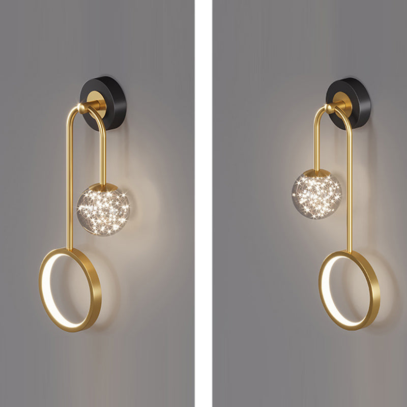 Metal Arc Shape Wall Light Nordic 2 Lights LED Wall Sconce for Living Room