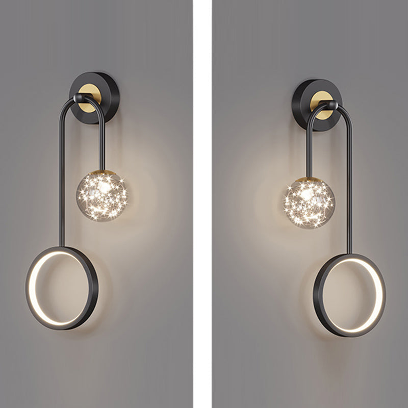 Metal Arc Shape Wall Light Nordic 2 Lights LED Wall Sconce for Living Room