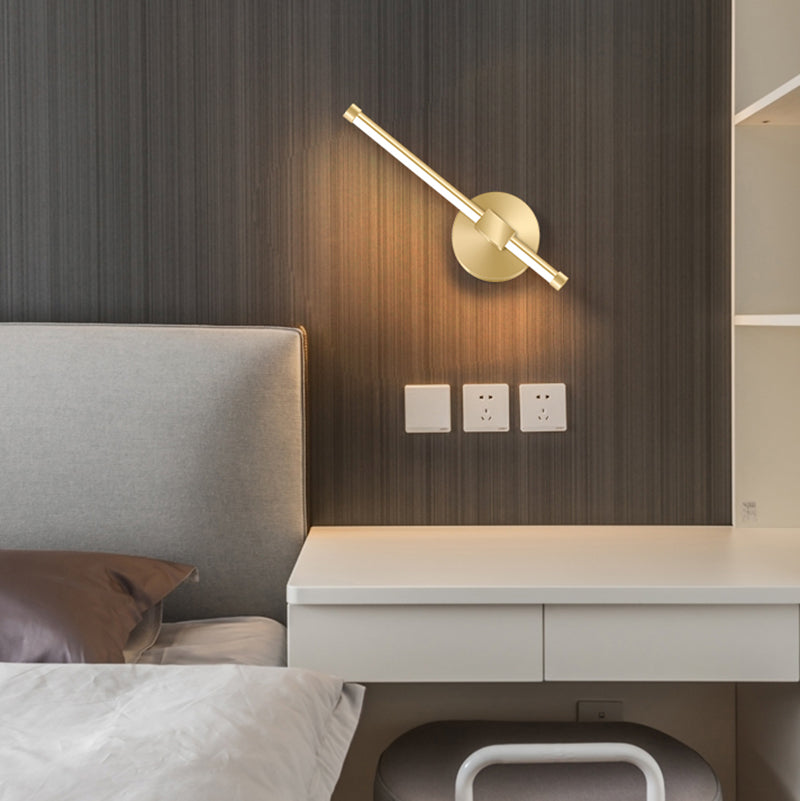 Modern Style Linear Shape Wall Sconce Metal 2 Light Wall Lighting for Bedside