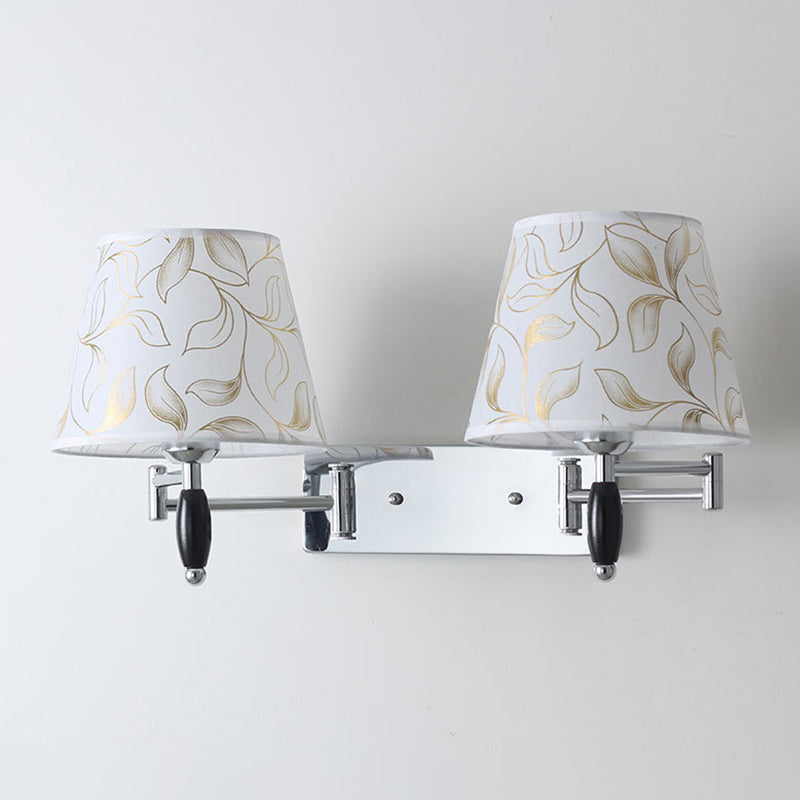 Modern Style Simple Wall Light Natural Burlap Shade Swing Arm Wall Sconce