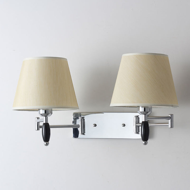 Modern Style Simple Wall Light Natural Burlap Shade Swing Arm Wall Sconce