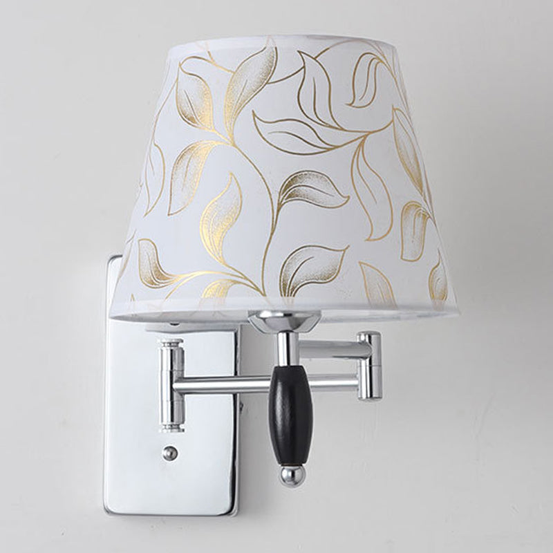 Modern Style Simple Wall Light Natural Burlap Shade Swing Arm Wall Sconce