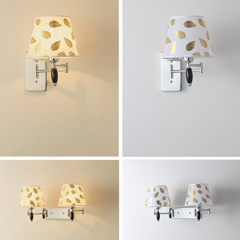 Modern Style Simple Wall Light Natural Burlap Shade Swing Arm Wall Sconce