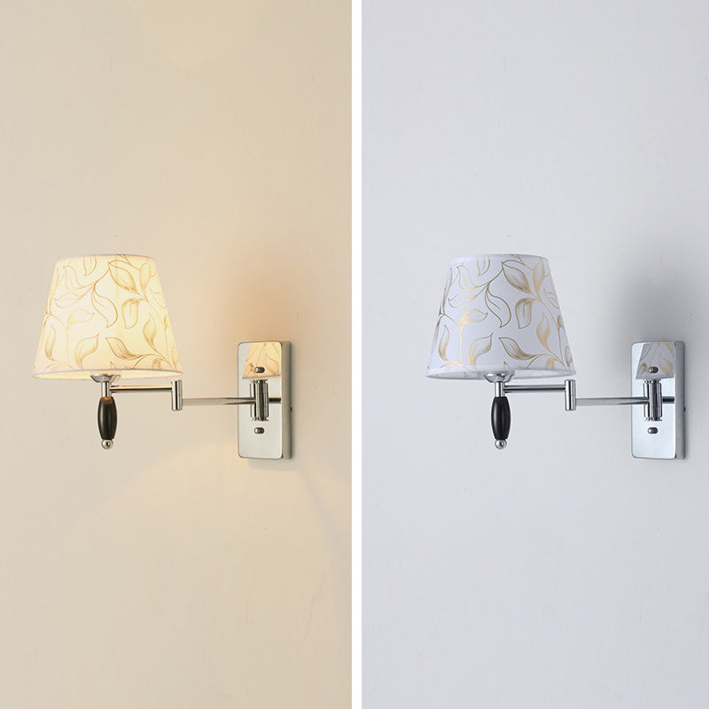 Modern Style Simple Wall Light Natural Burlap Shade Swing Arm Wall Sconce