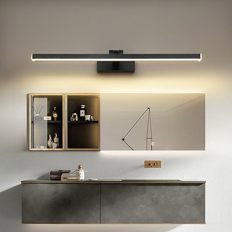 Minimalist Aluminum Vanity Light Straight Black Adjustable Mirror Light for Bathroom