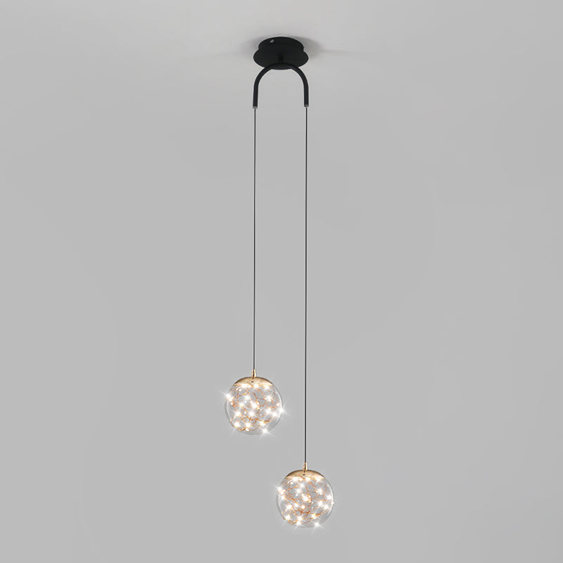 Contemporary Style Geometry Shape Pendant Lights Metal 2 Light Hanging Lamps