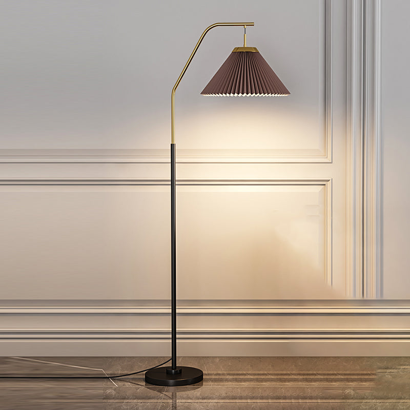 Modern Colorful Floor Lamp Burlap Shade 1 Light Floor Light for Living Room