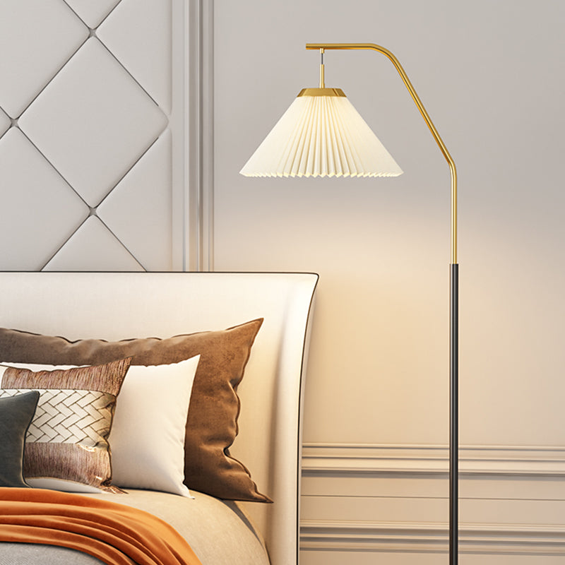 Modern Colorful Floor Lamp Burlap Shade 1 Light Floor Light for Living Room