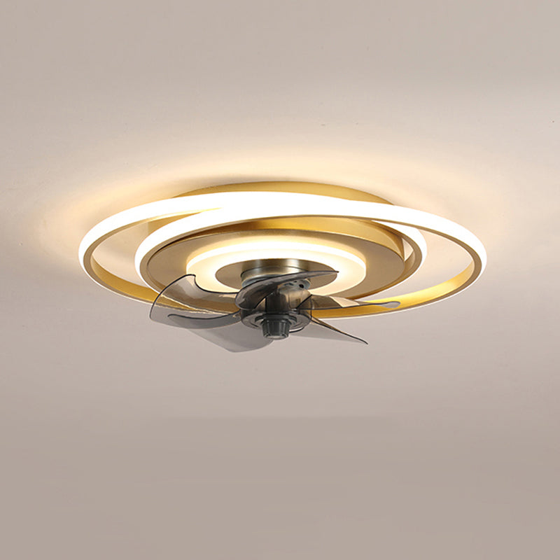Nordic Style Ceiling Fan Lamp Mute LED Ceiling Fan Light with Silica Gel Shade for Bedroom