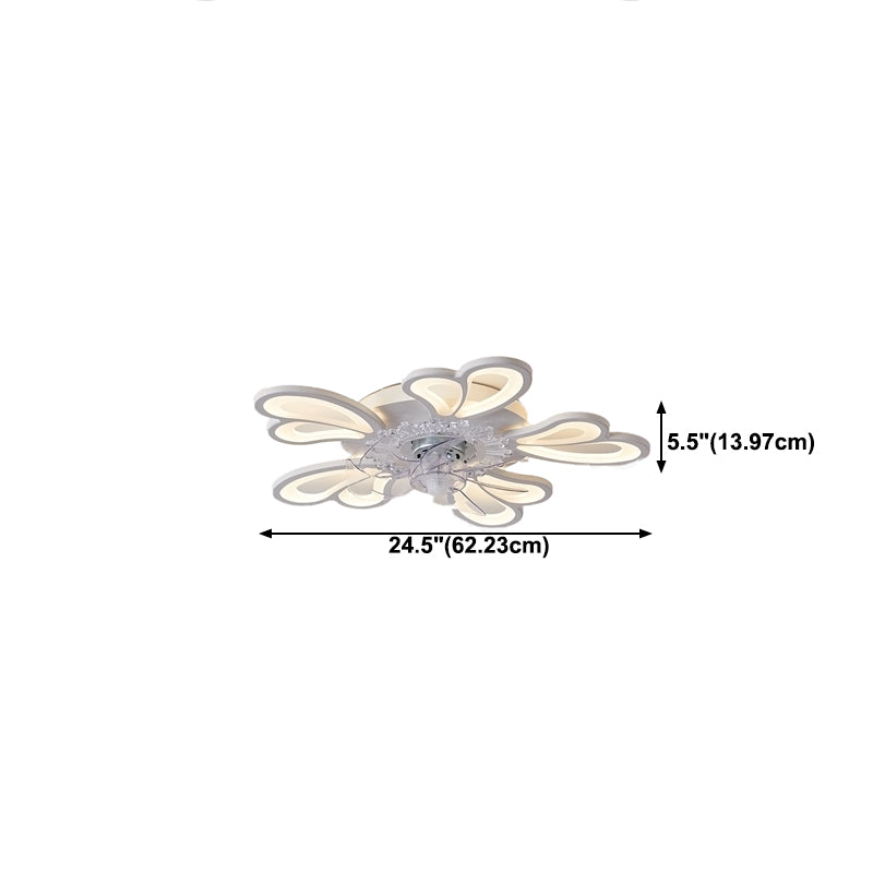 Nordic Style Iron Ceiling Fan Lamp Acrylic Shade LED Ceiling Fan Light for Living Room