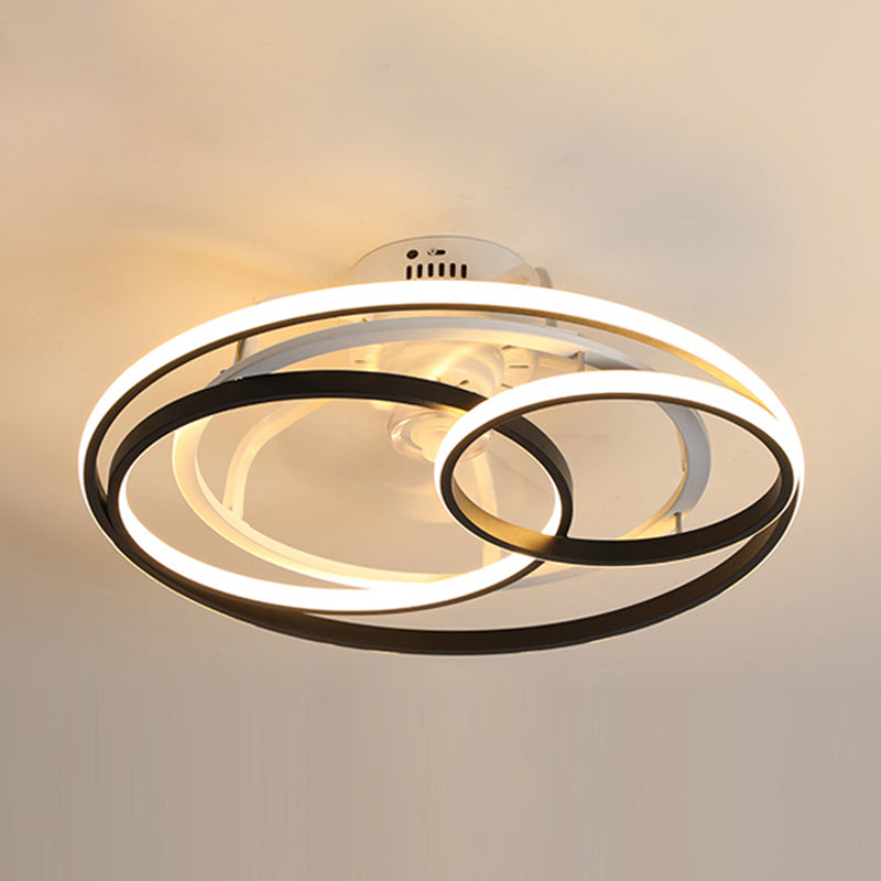 Nordic Style Iron Ceiling Fan Lamp Stepless Adjustment LED Ceiling Fan Light for Bedroom